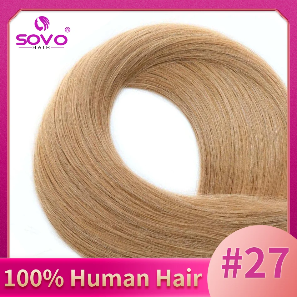 Sovo 100 Strengen Nano Ringen Human Hair Extensions Natuurlijke Blonde Micro Kraal Lus Pre Gebonden Remy Europese Steil Haar