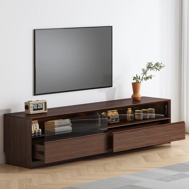 

Shelves Wooden Big Tv Stand Universal Drawers Minimalist Nordic Tv Stand Modern Retro Walnut Mueble Para Televisor Furniture