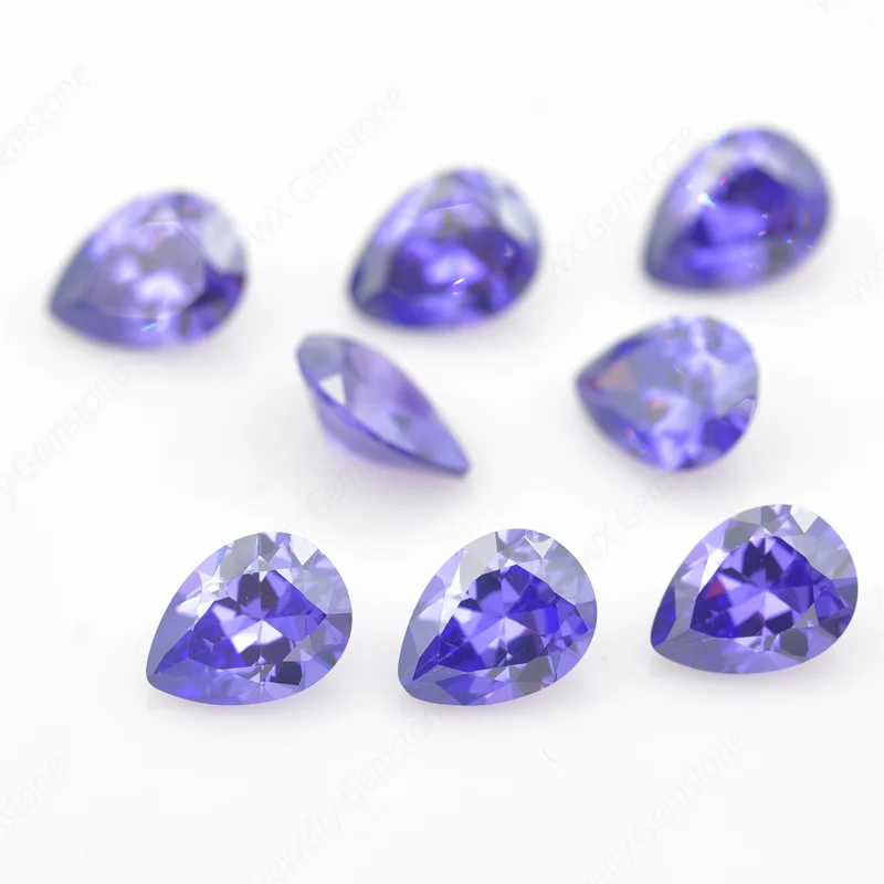 Pear Cut 5A Violet 2x3~18x25mm Synthetic Gems CZ Stone  Loose Cubic Zirconia  For Jewelry Gemstone Wholesale High Quality