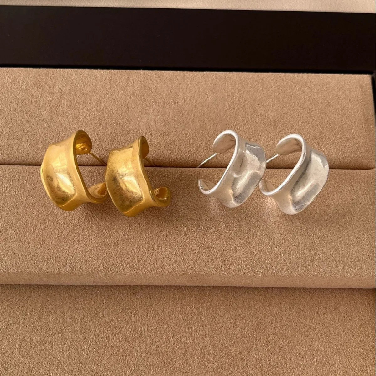 VENTFILLE Creolen-Ohrring aus 925er-Sterlingsilber mit Geometrie für Damen, Zuckerguss, klassisch, minimalistisch, vielseitig, breiter Schmuck, Geschenk, Dropship – Detail 7