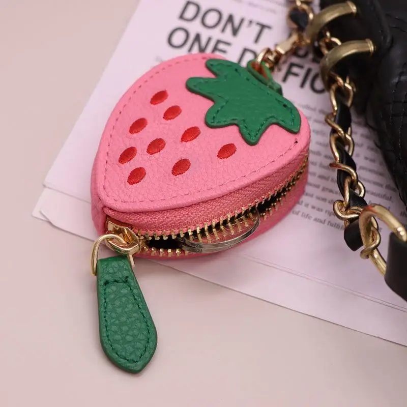 

Mini Fruit Shape Coin Purse Fashion Creative Litchi Apple Leather Keychain Pendant Cute Storage Bag Summer Fruit Bag Charms