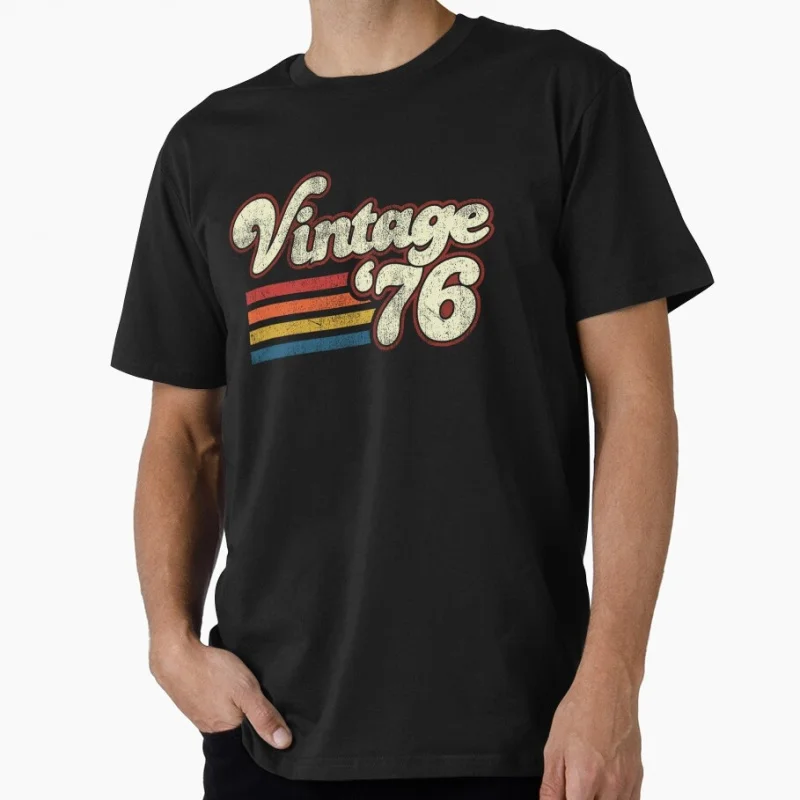 70s Retro Born in 1976 vintage 50th birthday gift Gift T shirt Men's 100% cotton Short Sleeve Graphic clothes All size tee S-6XL