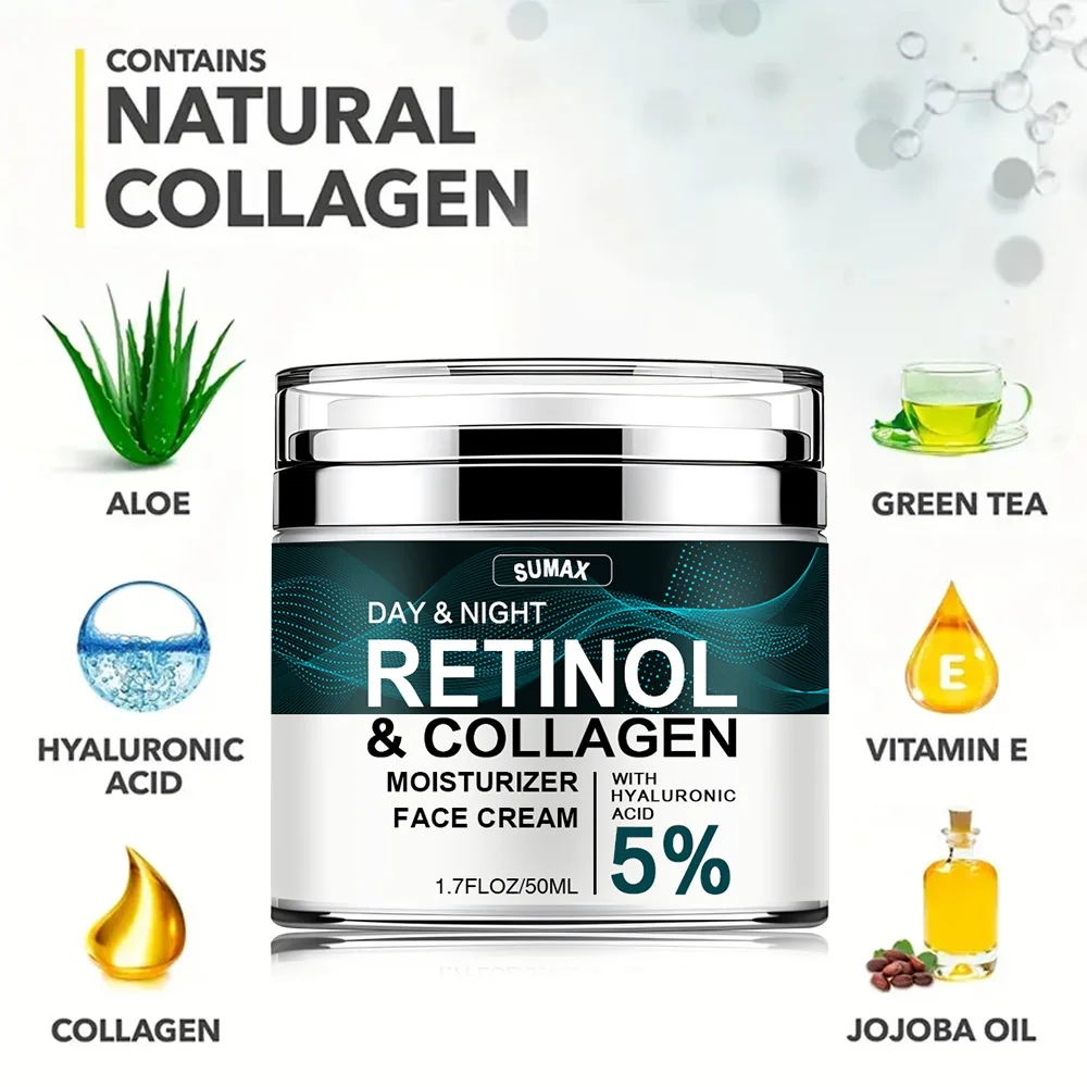 50ML Retinol Collagen Hyaluronic Acid Face Cream Moisturizing Firming Brightening Skincare Creams Facial Skin Care Products