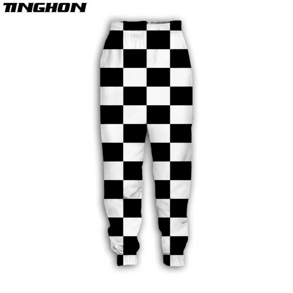 

S-5XL Checkerboard 3D Joggers Grid Jogger Sweatpants Women Men Hip-hop Loose Trousers Full Length Pants