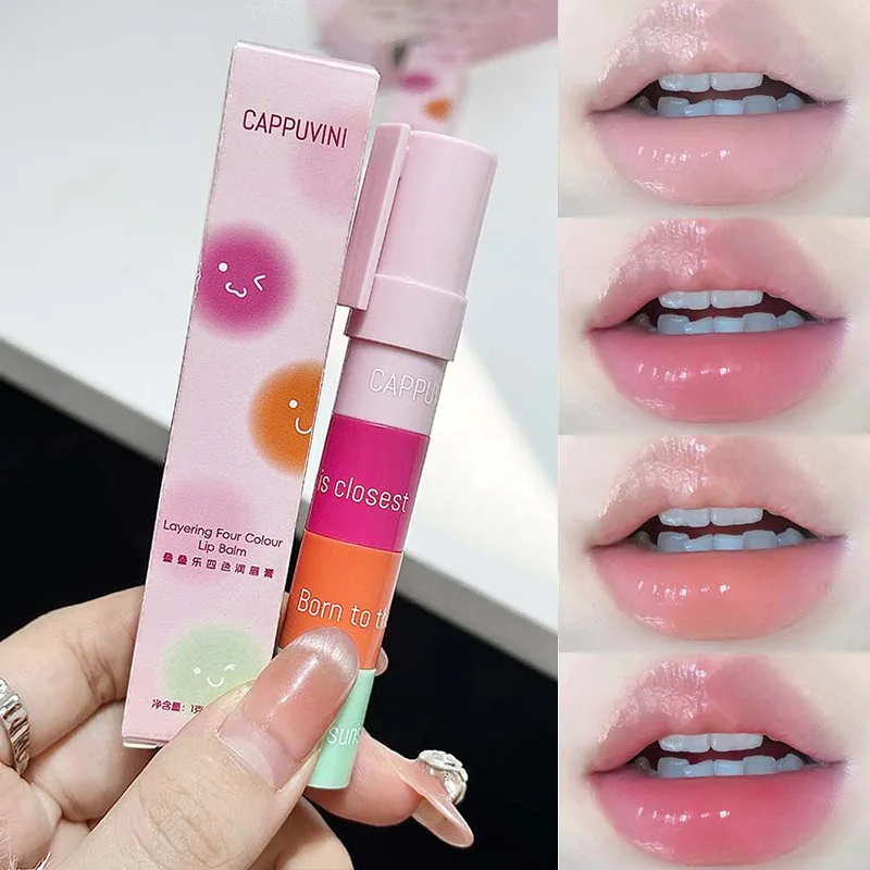 Cappuvini stacking four-color lip balm moisturizing lip balm lip care temperature change lip balm