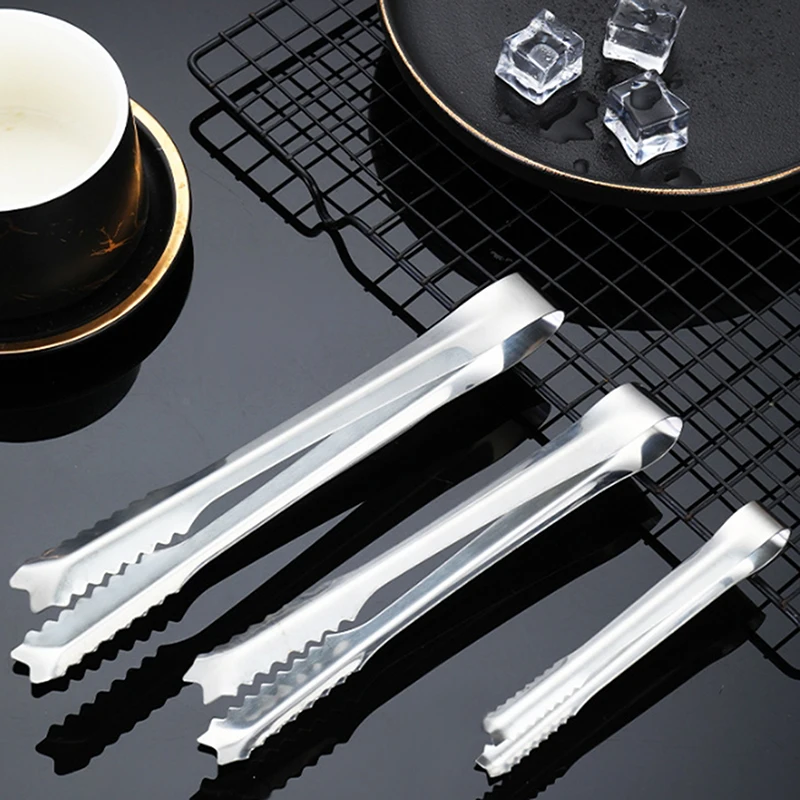 1Pc Stainless Steel BBQ Food Tongs Barbecue Kitchen Food Meat Non-slip Non-Stick Steak Clamp Cooking Tool Toothed Ice Towel Clip