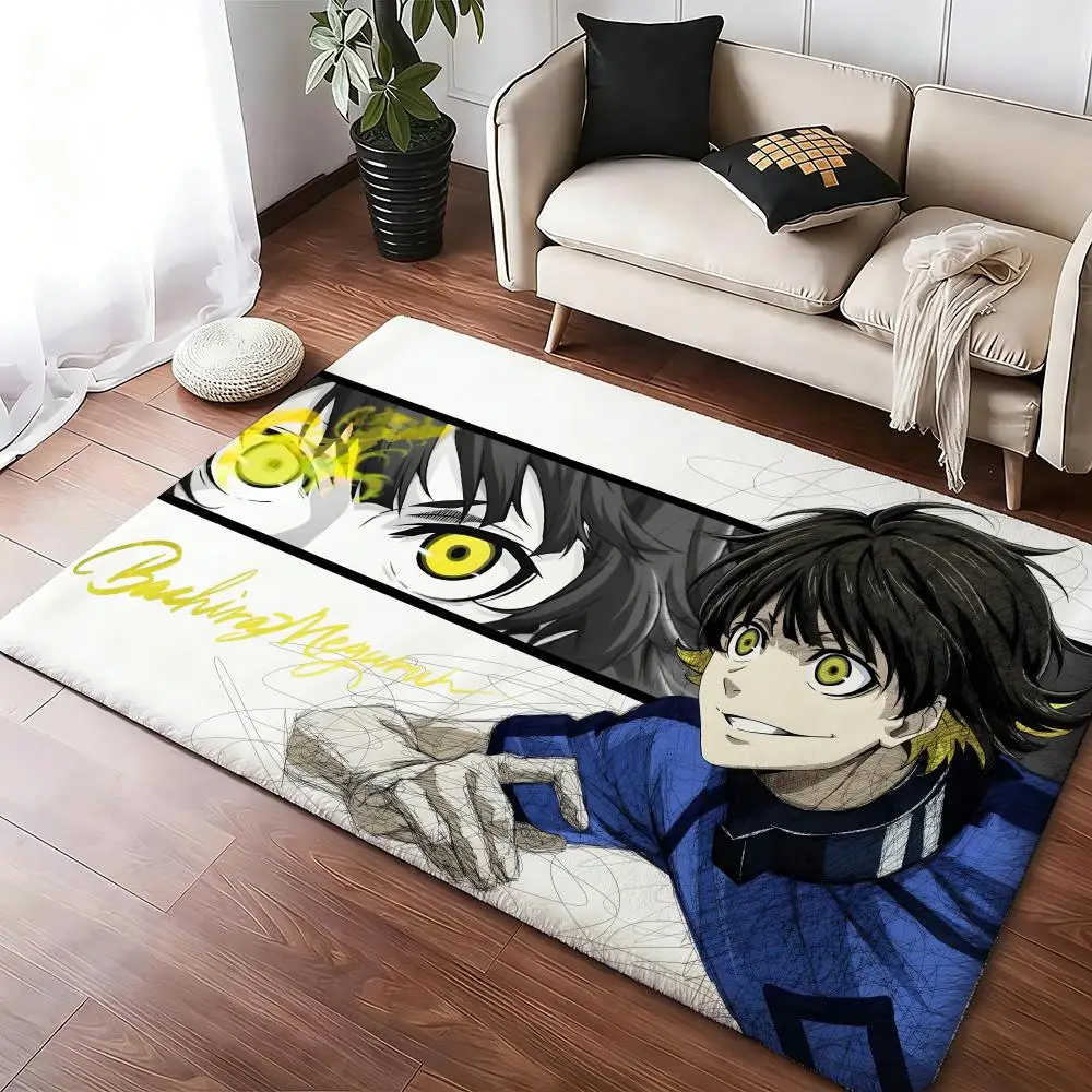 Hot Anime B-BLue L-Lock Bodenmatte, gemütliche Flanellmatte, weich, dick, rutschfest, für Wohnzimmer, Schlafzimmer, Küche, Dekorationsteppiche
