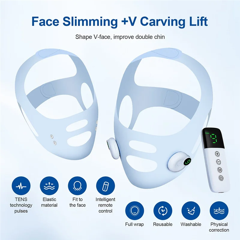 A84G-Facial EMS Lifting Machine Chin Cheek Slimming Strap Facial Shaping Massager Double Chin Removal V Line Lift Belt