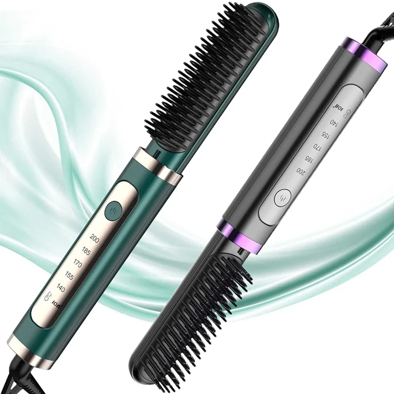 Electric Hair Straightener Hot Comb Brush Negative Ion Heating Hair Straightener Curler Brush Fast Heating Hair Styles Tools