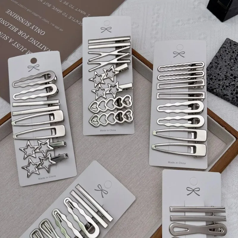 Sliver Metal Hair Clips for Women, Y2K Duckbill Hairpin, Personality Bangs Side Headwear, Barrettes Hairclip Styling Accessories