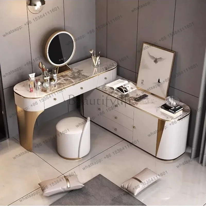 LSTV Cabinet Makeup Table Furniture Retractable Dressing Table Villa Dressing Table Modern Bedroom Simple High-end Light Luxury