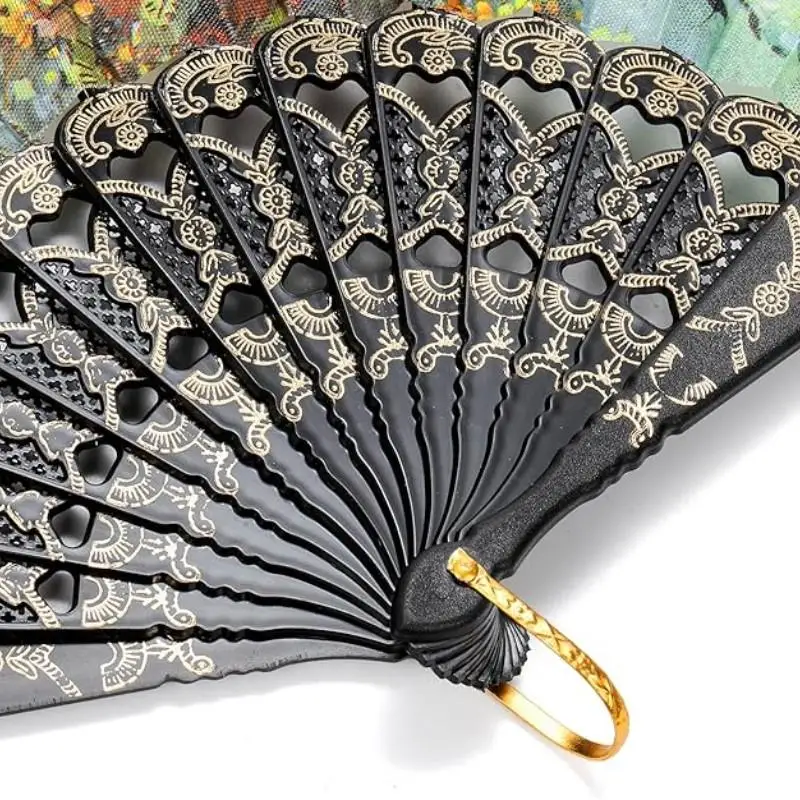 Floral Pattern Hand Fan, 10pcs/set Random Color Folding Fan, Vintage Fan for Dance Performances, Photo Props, Home Decor