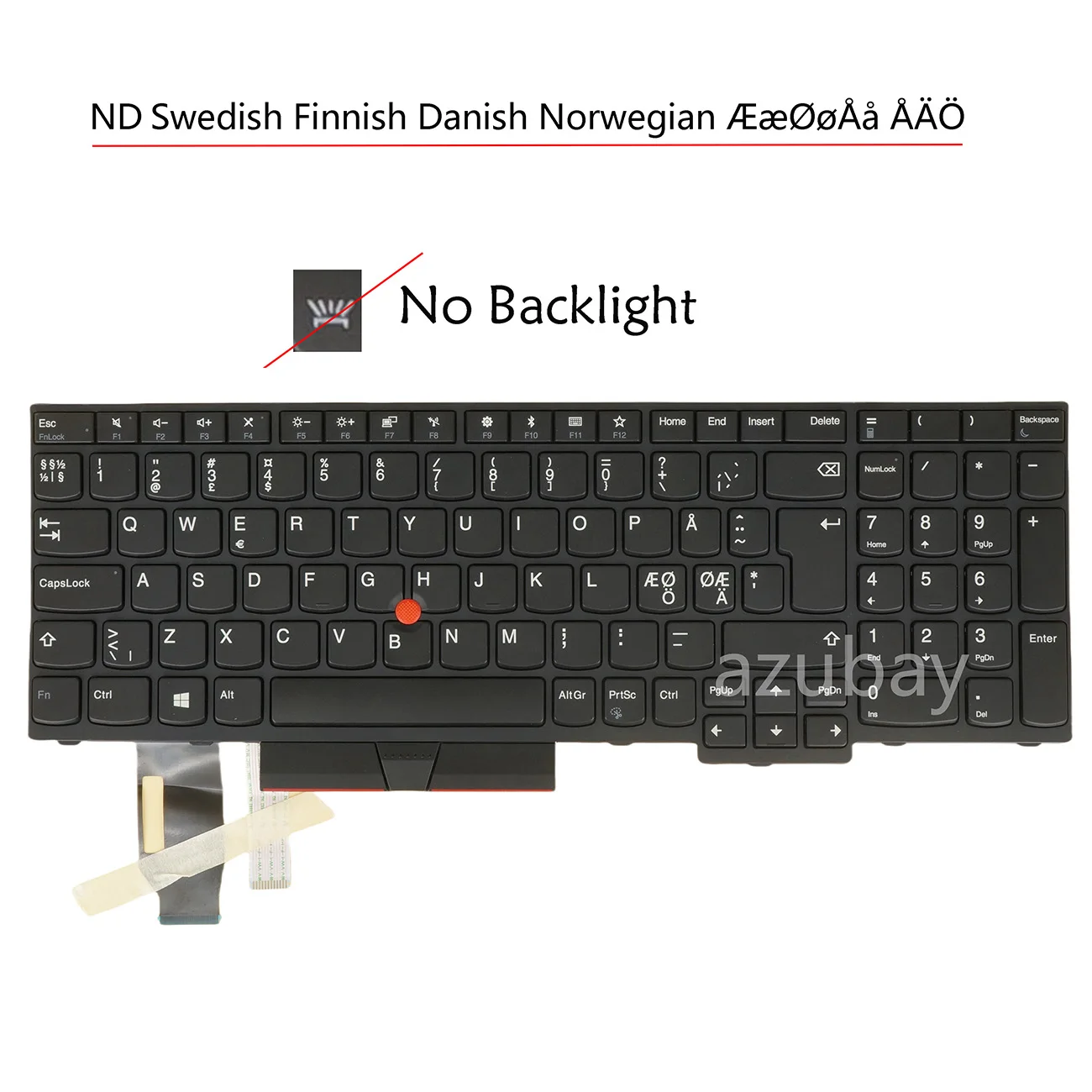 Nordic Swedish Finnish Danish Norwegian Keyboard for Lenovo ThinkPad E585 20KV, E590 20NB 20NC, E595 20NF, T590 20N4 No Backlit