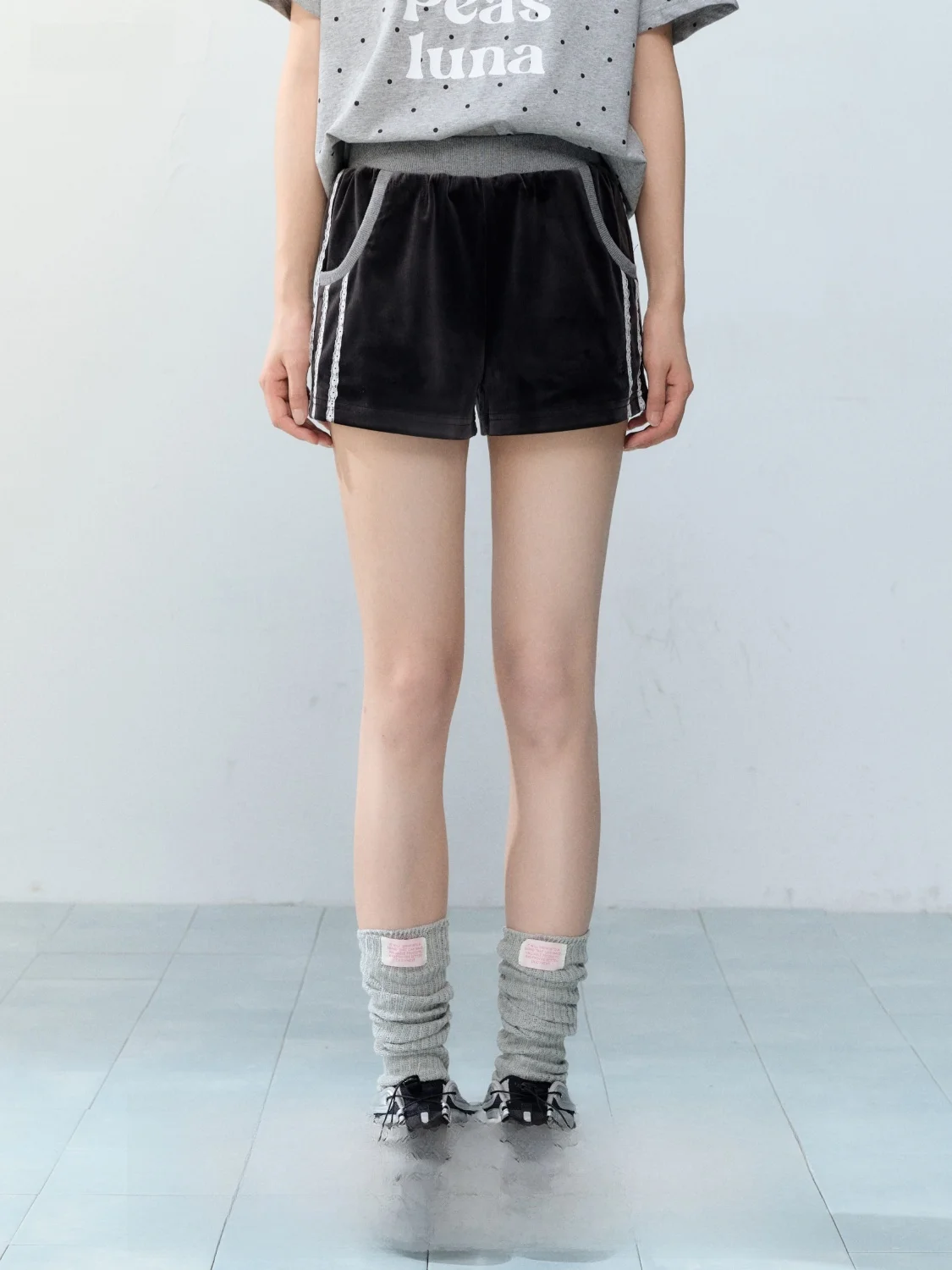 Peasluna Original Korean Style Ballet Short Pants Velvet Casual Striped Lace Hot Pants Summer Trendy Women's Fashion