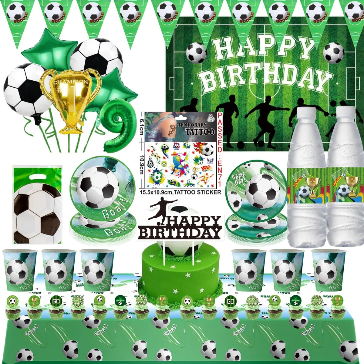 Football Birthday Party Decorations Soccer Disposable Tableware Cup Plate Tablecloth Football Balloon Sport Boys Party Supplies