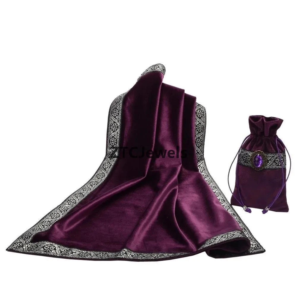 Velvet Tarot Tablecloth with Bag Wicca Divination Altar Cloth Cosplay Fortune Telling Board Game Accessories - view 2