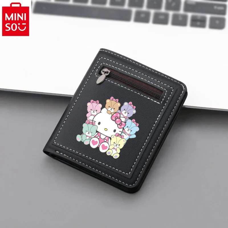 MINISO sanrio Hello Kitty Cartoon Print Wallet Student Short Fashion Zipper Wallet Coin Storage Multi functional Zero Wallet