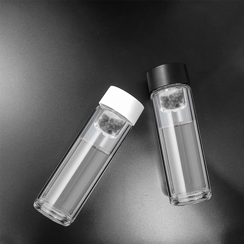 SOUDRON ポータブル健康 pH9.5 フィルタードリンクフラスコ二重ガラスミネラルアルカリ水素水ボトル