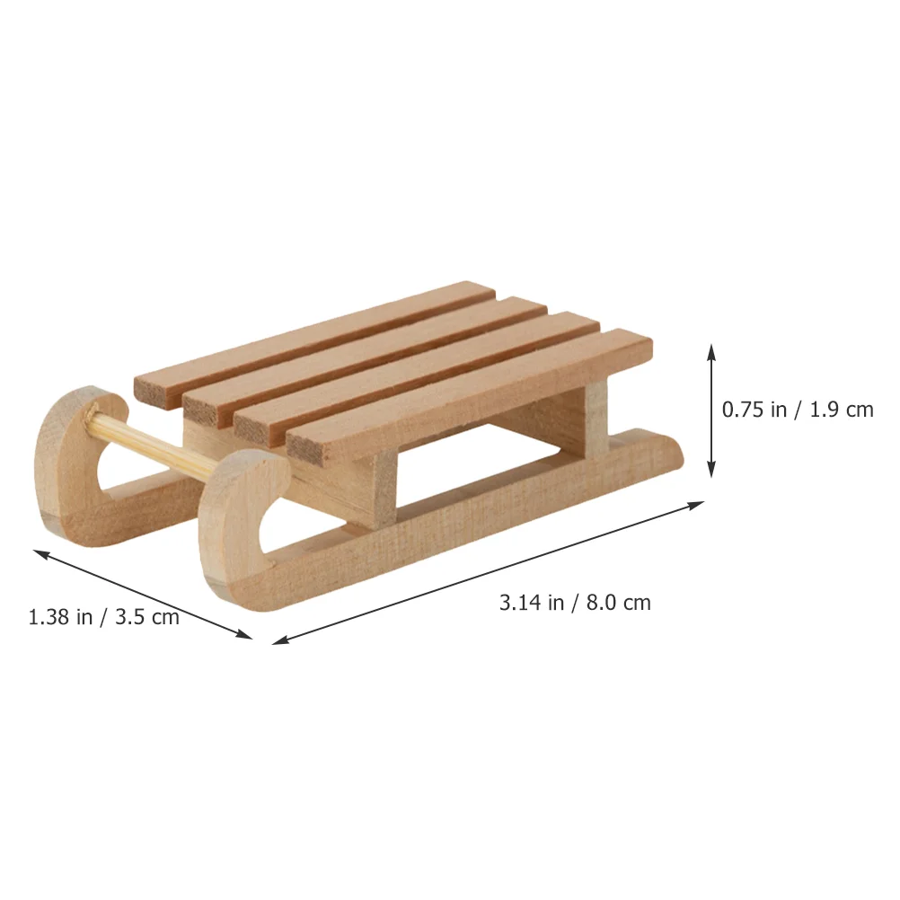 2-częściowe udekoruj drewniane sanki Mini akcesoria dla dzieci Miniaturowy model sanie z brzozy