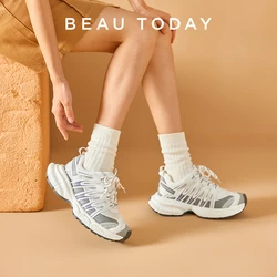 BEAUTODAY Casual Sneakers Women Lace-up Round Toe Breathable Mixed Colors Fashion Spring Summer Ladies Shoes Handmade 29475