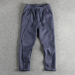 2024 Autumn and Winter New American Retro Thick Velvet Sweatpants Men's High Street Washed Drawstring Casual Loose Sports Pants