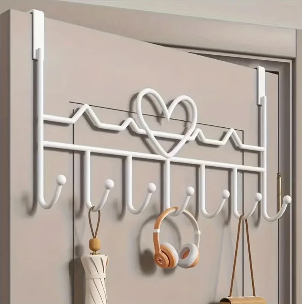 Heart-Shaped Wall Mount Hanging Organizer For Easy-Install Over-The-Door Coat Rack Clothes Accessories Door Hanger Home Bracket