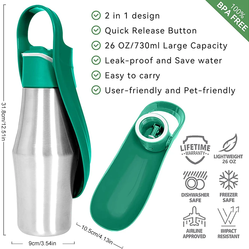 Pet Walking Mug Stainless Steel Amazon Pop Dog Outdoor Water Mug Outdoor Water Bottle Water Bottle Portable Drinker Outdoor