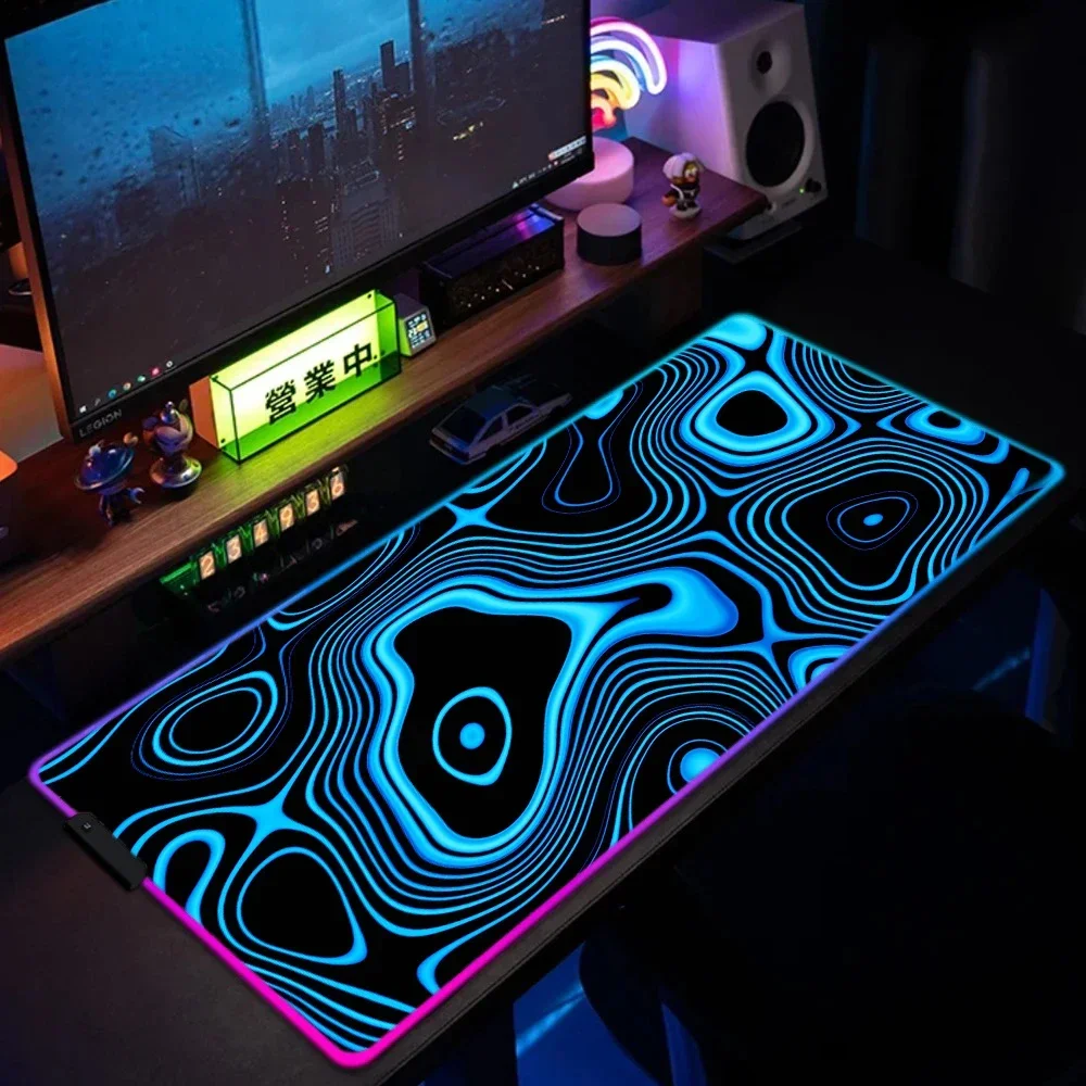 XXL RGB Gaming Mouse Pad Texture Map Mechanical Keyboard Pads HD Gamer Accessories Large LED Light Computer Carpet with Backlit