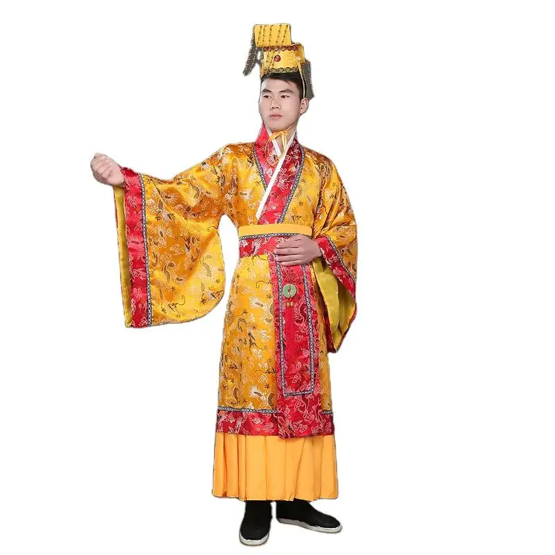 Ancient China Emperor Costume Qin Han Tang Dynasty Dragon Robe For Prince Stage Opera Drama  Performance Simple Hanfu Clothing