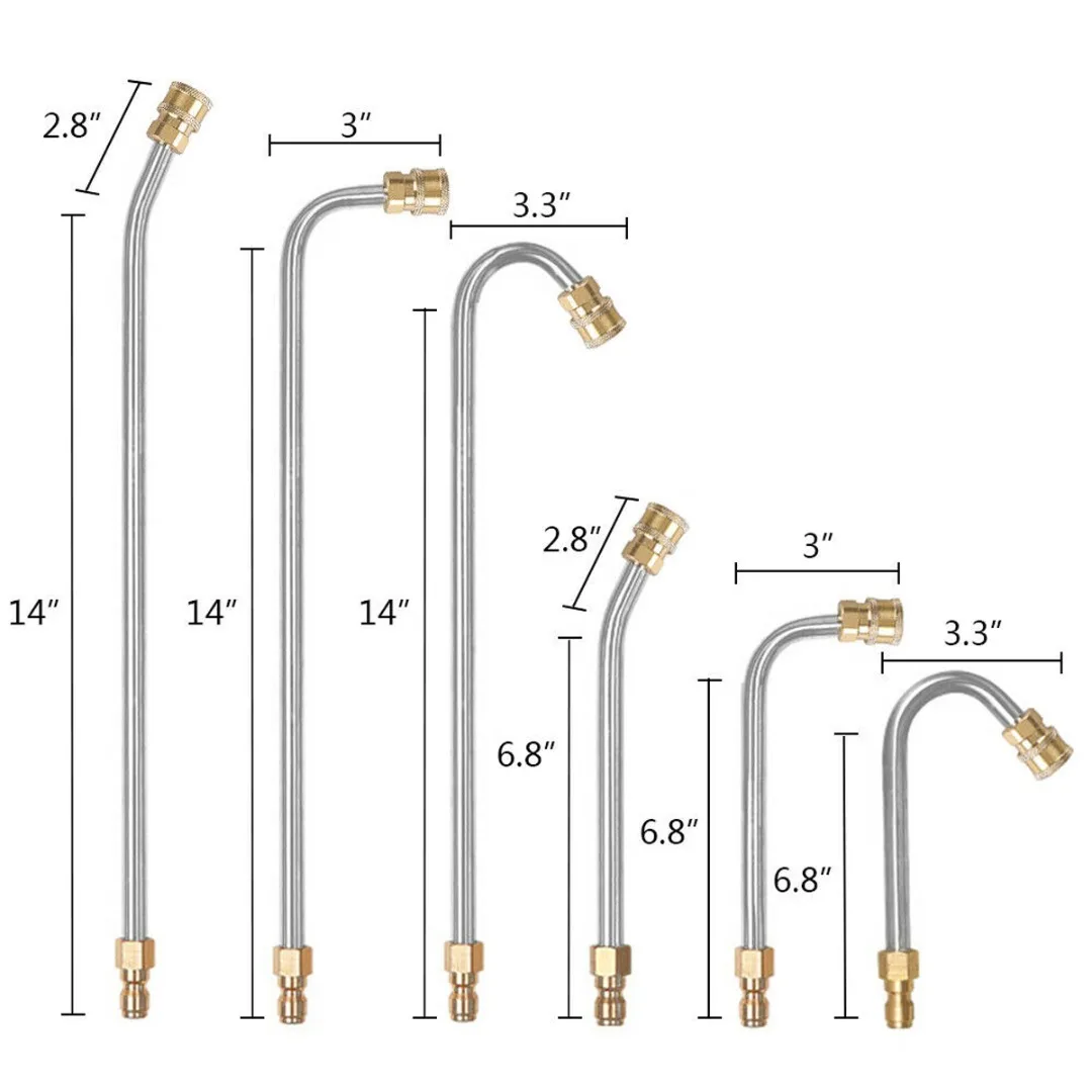 Arandela de alta presión en forma de U para coche, Varita de pulverización de extensión de lanza en ángulo, Conector de enchufe rápido de 30/90 \