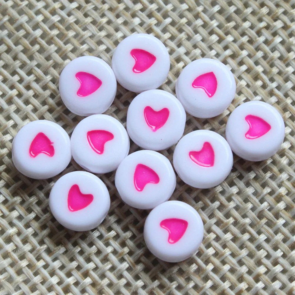 100개 밝은 혼합 색상 하트 모양 아크릴 비즈 DIY 공예 세트 어린이 소녀 팔찌 목걸이 장식용