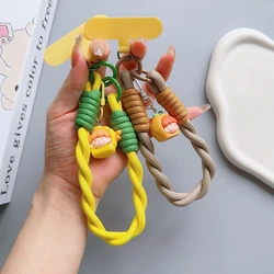 New Universal Braided Mobile Phone Lanyard Strap 3D Cartoon Hanging Chain Ring Cord with Patch Wrist Strap Cell Phone Detachable