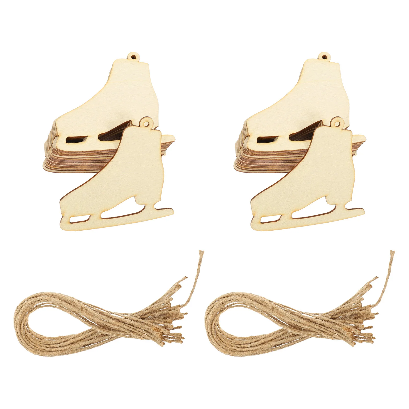 

40 set Wooden Ice Skates Hanging Ornaments Unfinished Diy Craft Kits For Kids Christmas Wooden Pendants Graffiti Wood Chips