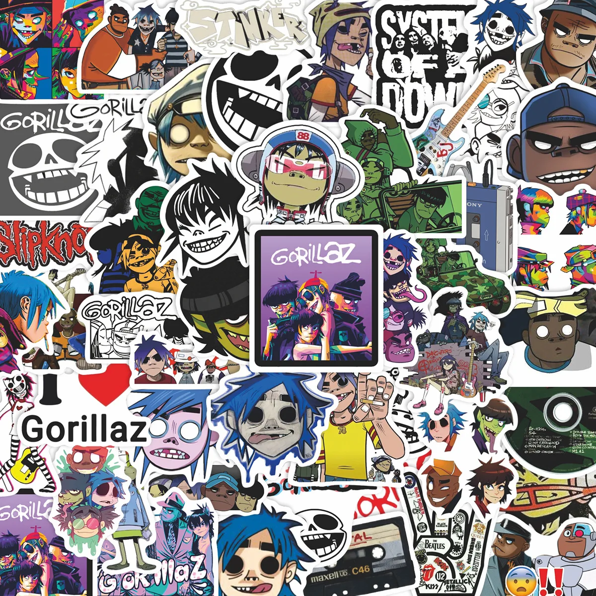 50PCS Gorillaz Band Aufkleber Musik Graffiti Aufkleber Dekoration Koffer Scrapbooking Telefon Laptop Schreibwaren Kind Spielzeug Aufkleber