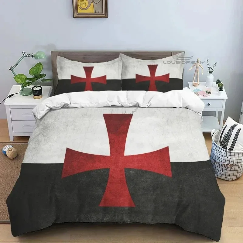 

Medieval Knights Templar Patterns Comforter Bedding Set,Duvet Cover Bed Set Quilt Cover Pillowcase,King Bedding Set