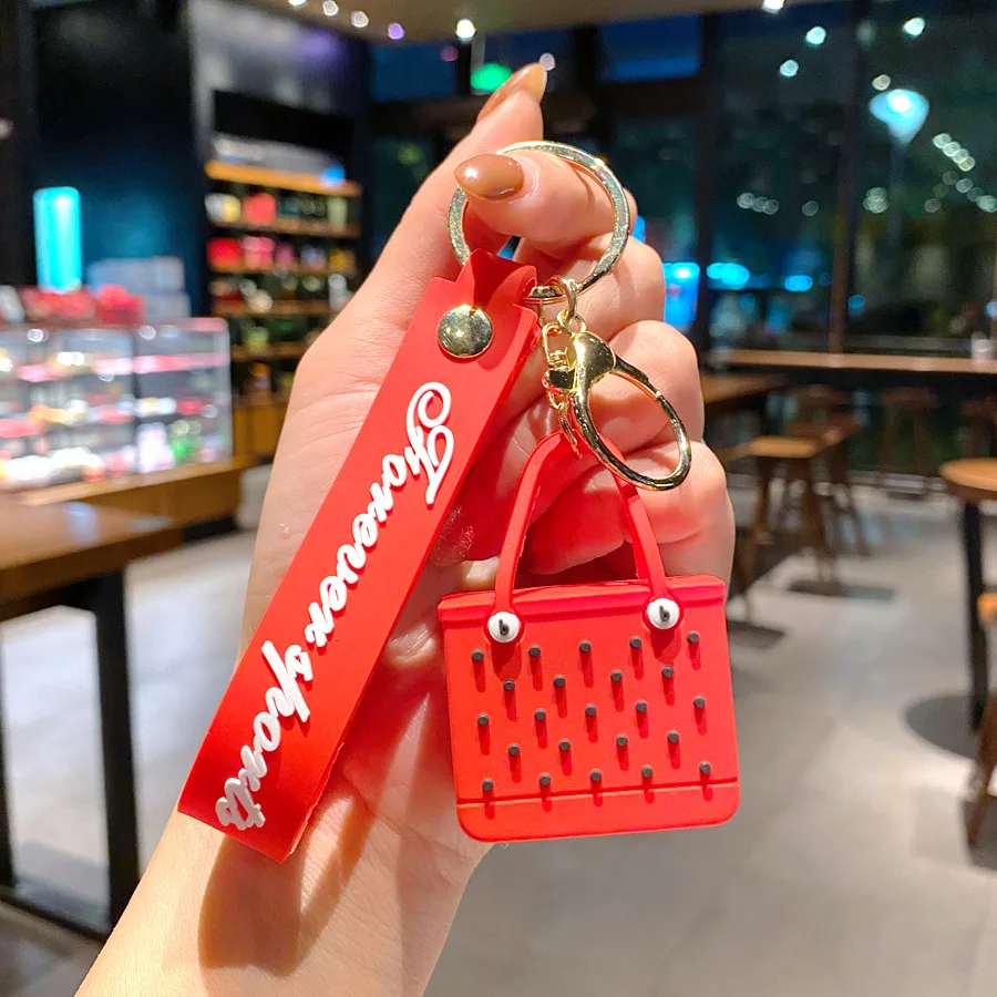 Fashion Keychain Cartoon Backpack Key Ring Silicone Bag Pendants Accessories Key Chains Jewelry for Girl Women Christmas Gift