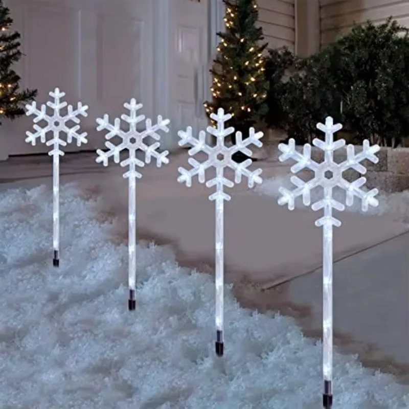 Solar Lights Outdoor 	Garden Lights Cool White Waterproof Outdoor Snowflake Christmas Decorations Light Strings Fairy Lights