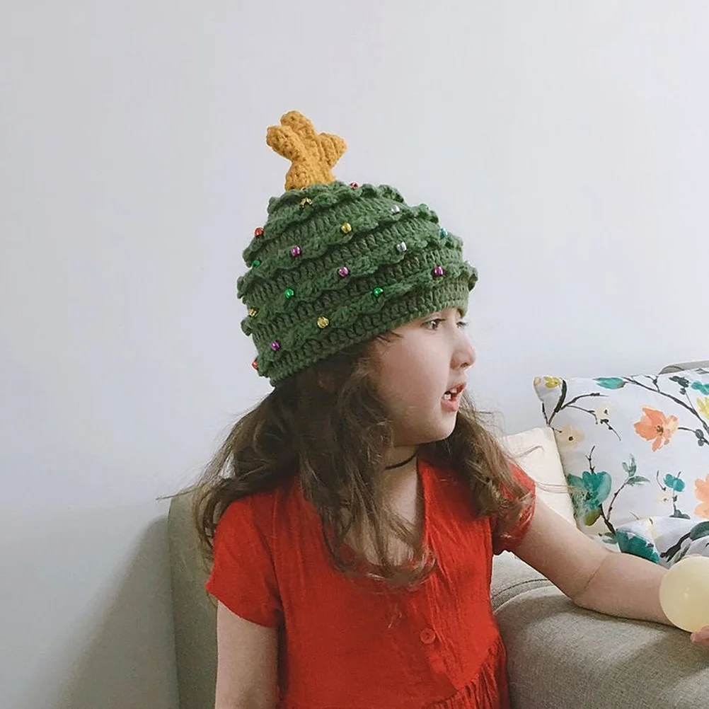 Adorable Hat Crochet for Adults Christmas Tree Keep Warm Premium Fabric Stand Out