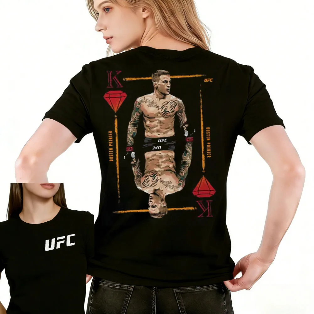 

2026 Summer UFC Dustin Poirier Fighting Graphic T-shirt Women Sports Cotton Short Sleeve Loose Leisure Fitness Shirt Unisex