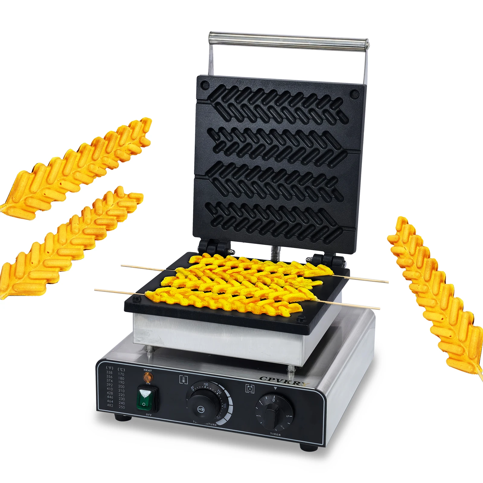 

Commercial 1750W Waffle Stick Non Stick Christmas Tree-Shaped Waffle Stainless Steel 4pcs Waffle Stick Machine