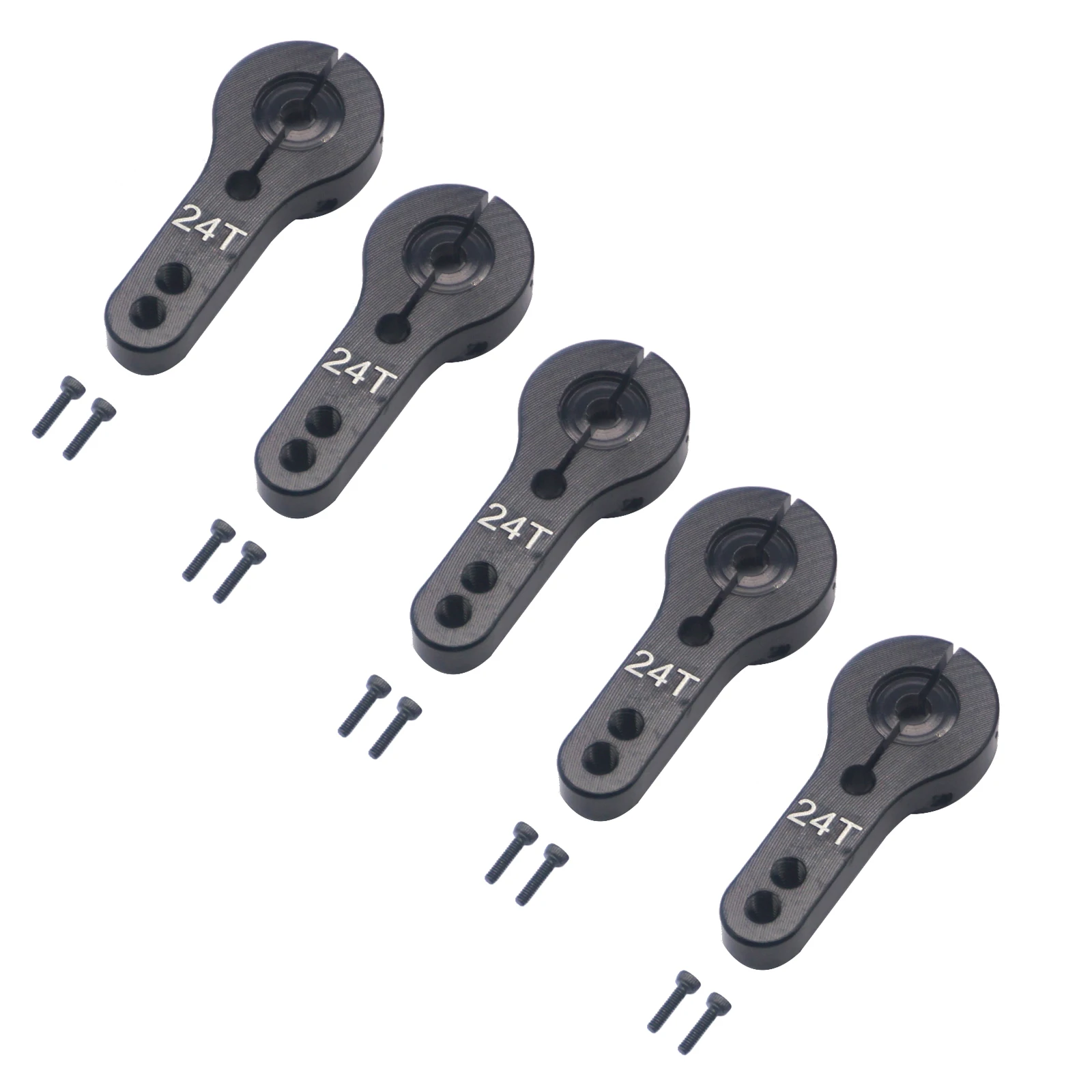 5Pack Aluminum 24T Servo Horn M3 Threads Motors Steering Arm for Hitec Servo Motor RC Car Truck Buggy Airplane (Black)