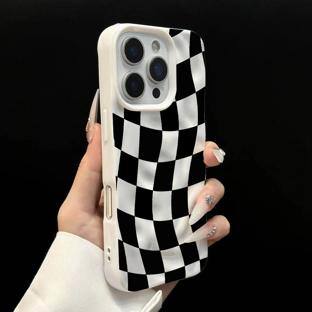 Kreatives Karodesign Koreanische Handyhülle für iPhone 17 16 15 14 13 12 11 Pro Max 14 Plus 17Air Falten-Wellen Weiche Silikonhülle – Detail 8