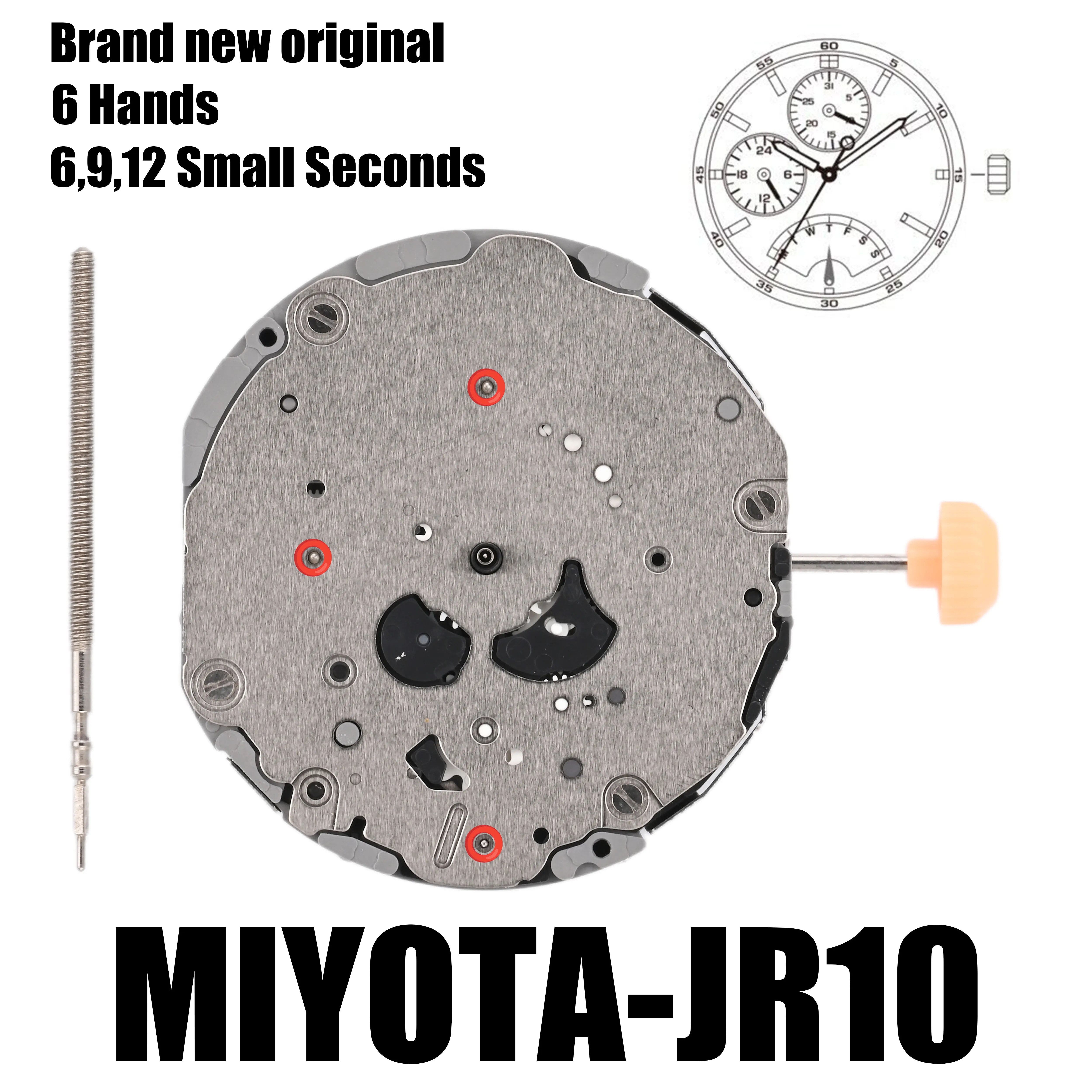 JR10 Movement Brand New Miyota JR10 Movement 6 Hands 6,9,12 Small Seconds Date hand at 12:00/24 hour at 9:00/Retrograde day at 6