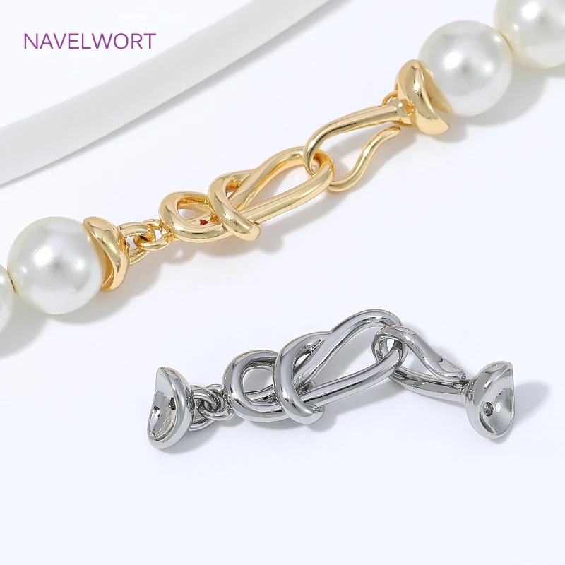18K Gold Plated Infinity Knot Connector Clasp with End Caps,Brass Pearl Clasp For Bracelet,DIY Jewelry Making Accessories