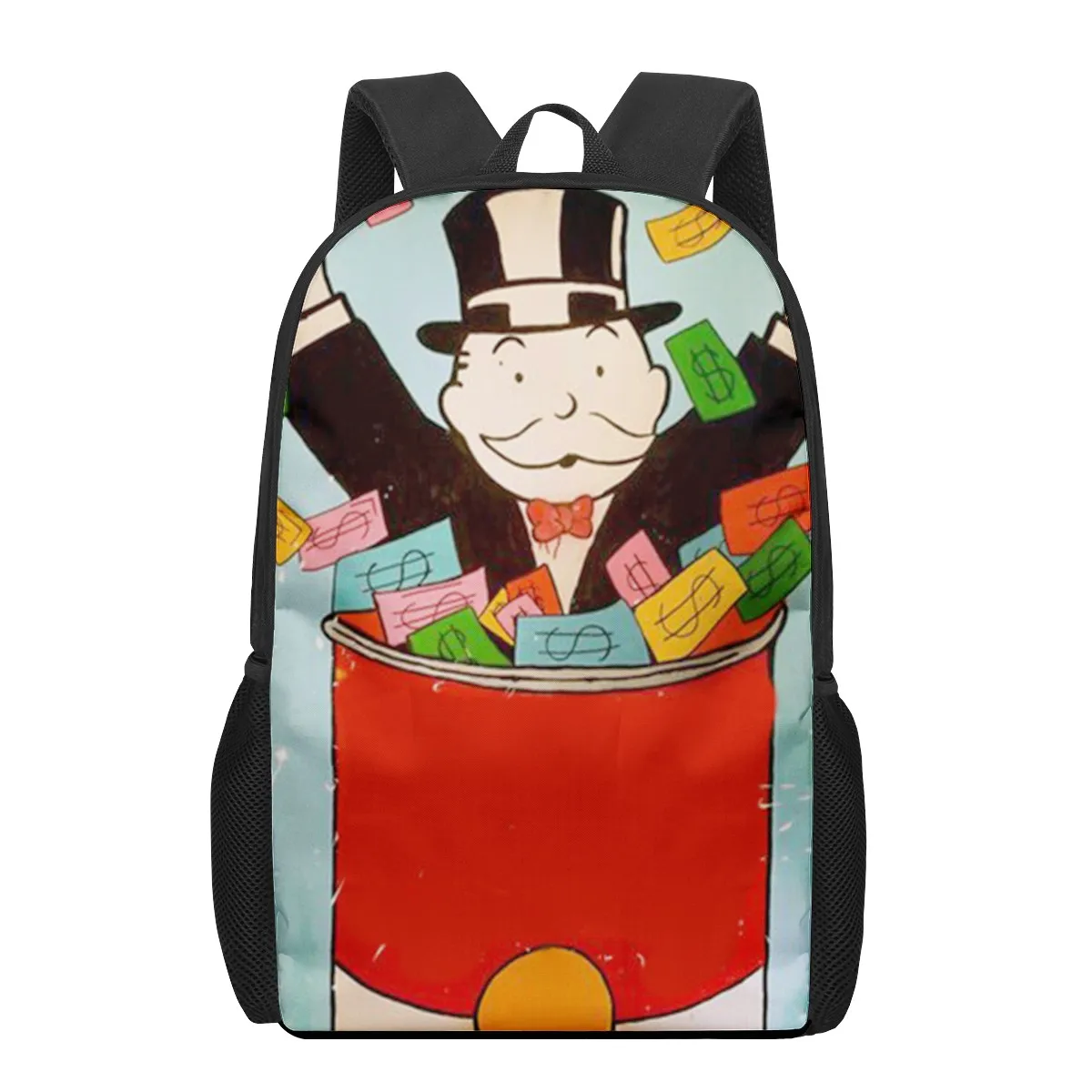 

Школьный рюкзак с эстетическим 3D принтом из мультфильма Alec Monopoly для мальчиков и девочек-подростков, детская сумка для книг, повседневные сумки на плечо, 16-дюймовая сумка