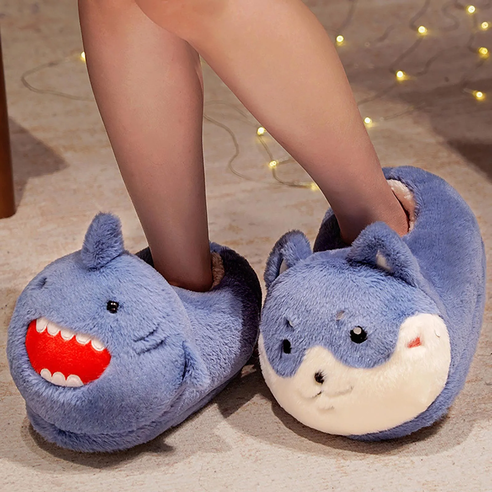 

Kawaii Cartoon Animal Warm Shoes Cotton Slippers Cute Animal Non Slip Sole Winter Women Home Shoes Indoor Shark Hamster shoe