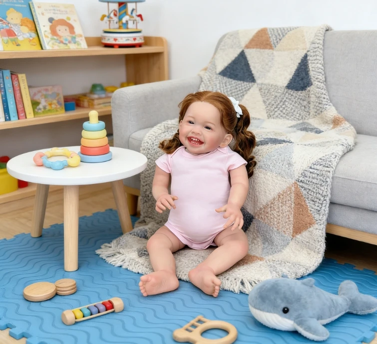 دمية ميلا الواقعية بطول 60 سم تشبه الأطفال حديثي الولادة مع جسم قماشي ناعم وشعر مجعد جميل وفستان وردي كهدية عيد ميلاد للأطفال