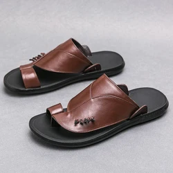 Brand Summer High Quality Men's Slippers PU Leather Luxury Flip Flop Beach Casual Sandals Summer for Men Fashion Shoes