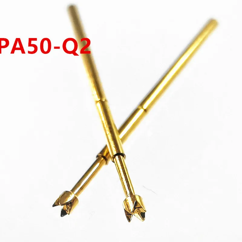 100PCS Gold-plated PA50-Q2 Four-Claw Plum Head Spring Test Pin Needle Tube 0.68mm Long 16.55mm PCB Pogo Pin