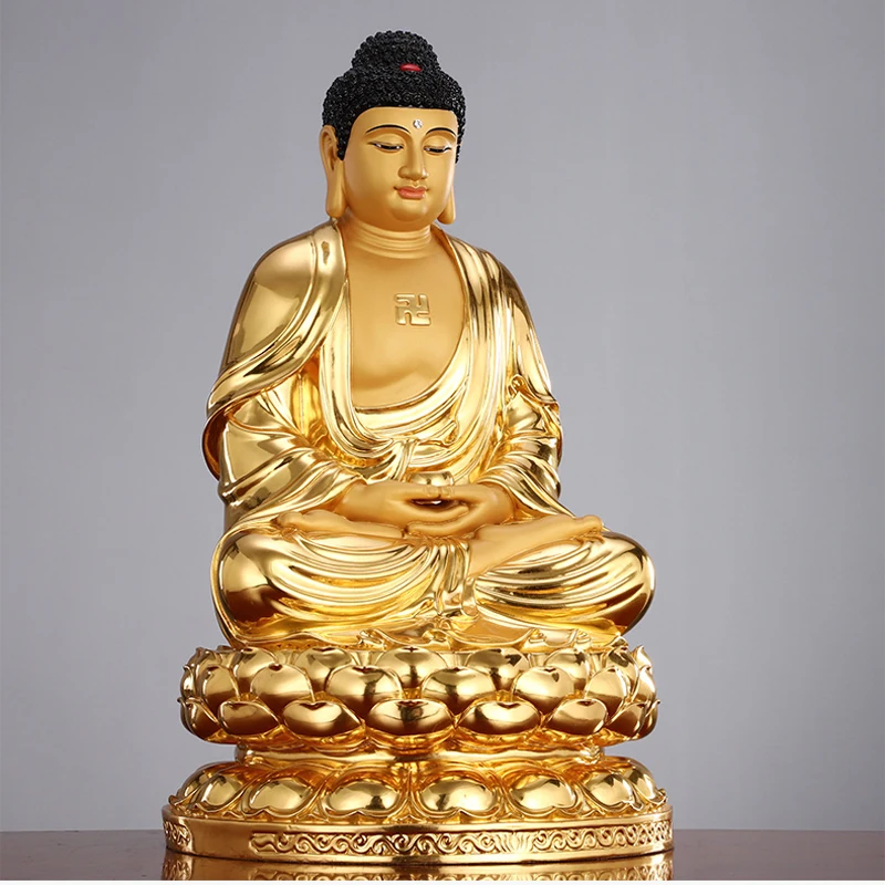 Asia GOOD high grade gilding copper Amitabha Sakyamuni Buddha statue HOME Patron saint bless safe LUCK